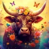 Bull With Flower Crown Diamond Painting