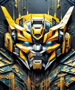 Bumblebee Transformer Face Diamond Painting