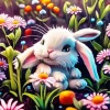 Bunny And Flowers Diamond Painting