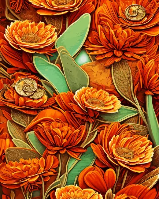 burnt orange flowers Diamond Paintings Burnt Orange Flowers Diamond Painting