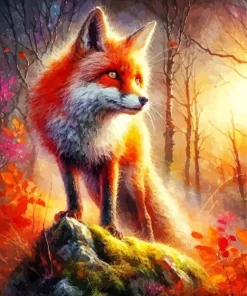 Cool Autumn Fox Art Diamond Painting