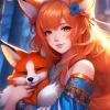 Fox And Girl Diamond Painting