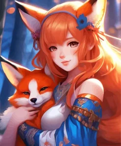 Fox And Girl Diamond Painting