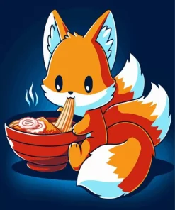 Fox Eating Ramen Diamond Painting
