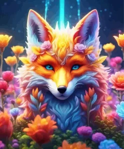 Fox Flowers Art Diamond Painting