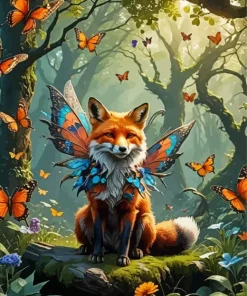 Fox With Butterfly Wings Diamond Painting