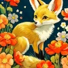 Fox With Flowers Art Diamond Painting