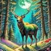 Full Moon And Deer Art Diamond Painting