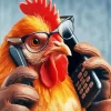 Funny Chicken Talking On The Phone Diamond Painting