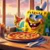 Funny Spongebob Eating Pizza Diamond Painting