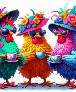 Funny Stylish Chickens Diamond Painting