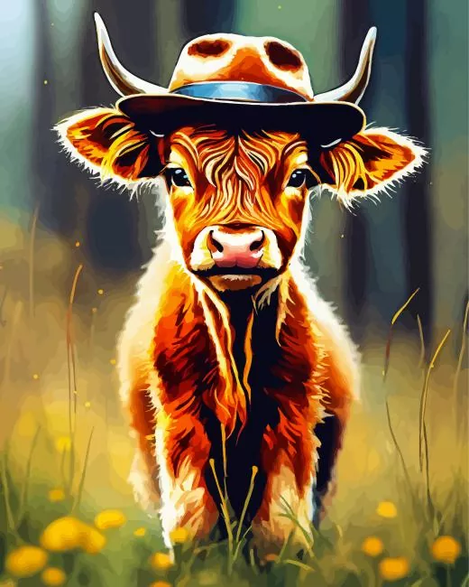 furry baby cow art Diamond By Numbers Furry Baby Cow Art Diamond Painting