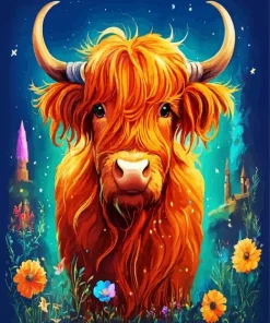 Furry Highland Cow Diamond Painting