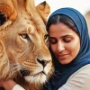 Arabic Girl Hugging Lion Diamond Painting