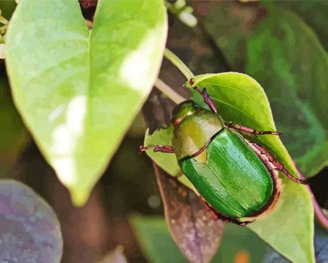 green june beetle Diamond By Numbers Green June Beetle Diamond Painting