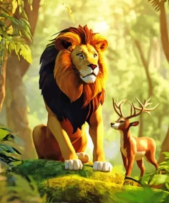 Lion And Deer Diamond Painting