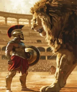 Lion And Gladiator Diamond Painting