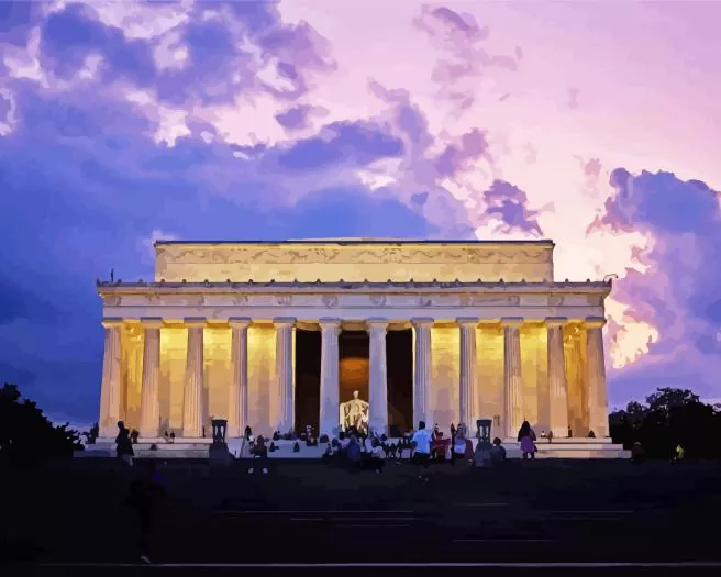 washington lincoln memorial Diamond By Numbers Washington Lincoln Memorial Diamond Painting