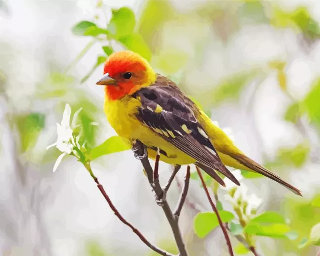 western tanager bird Diamond By Numbers Western Tanager Bird Diamond Painting