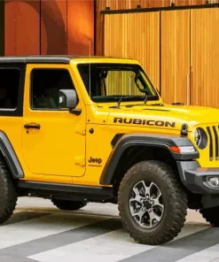 Yellow Jeep Wrangler Car Diamond Painting