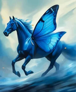 Blue Butterfly Horse Diamond Painting