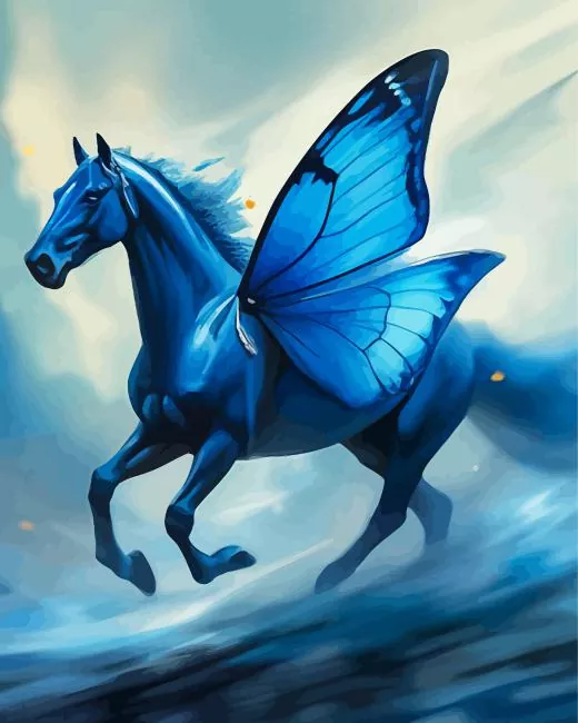 Blue Butterfly Horse Diamond Paints Blue Butterfly Horse Diamond Painting