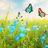Butterflies In A Field Diamond Painting
