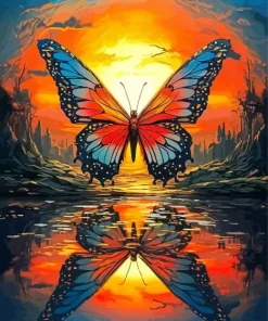 Butterfly At Sunset Diamond Painting