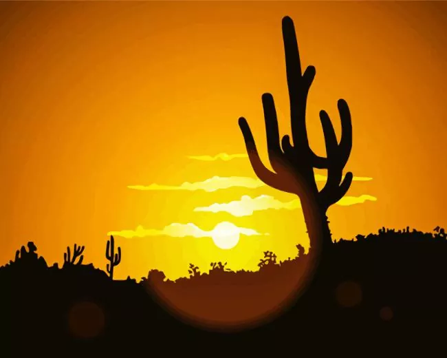 Cactus At Sunrise Diamond Paintings Cactus At Sunrise Diamond Painting