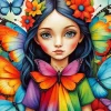 Colorful Butterfly Girl Diamond Painting