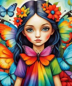 Colorful Butterfly Girl Diamond Painting