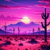 Desert Cactus At Sunset Diamond Painting