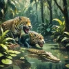 Leopards And Caiman Diamond Painting