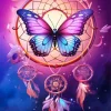Pink Blue Butterfly Dream Catcher Diamond Painting