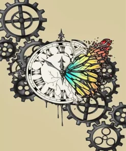 Butterfly Clock Diamond Painting