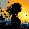 Butterfly Girl Silhouette Diamond Painting
