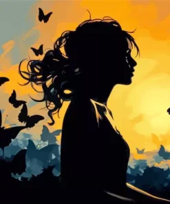 Butterfly Girl Silhouette Diamond Painting