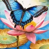 Butterfly On Pink Flower Diamond Painting