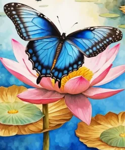 Butterfly On Pink Flower Diamond Painting