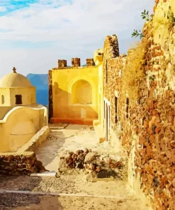 Byzantine Castle Ruins Santorini Diamond Painting