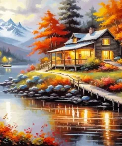 Cabin In Fall Diamond Painting