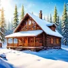 Cabin In Snow Woods Diamond Painting