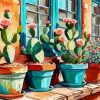 Cactus And Roses Diamond Painting