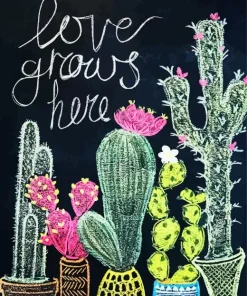Cactus Chalk Art Diamond Painting