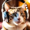 Cat Wearing Headphones Diamond Painting