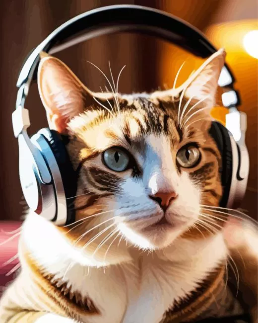 cat wearing headphones Diamond Dotz Cat Wearing Headphones Diamond Painting