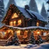 Christmas Cabin In The Woods Diamond Painting