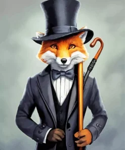 Classy Gentleman Fox Art Diamond Painting