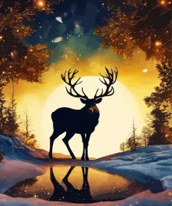 Deer Silhouette Diamond Painting