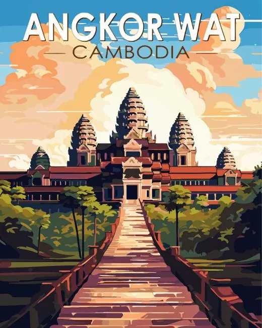 Angkor Wat cambodia poster painting by numbers Angkor Wat Cambodia Diamond Painting